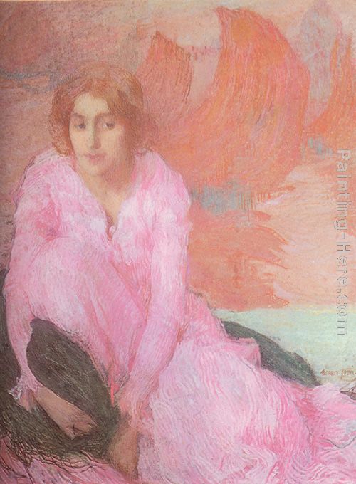Dame en Rose painting - Edmond Francois Aman-Jean Dame en Rose art painting